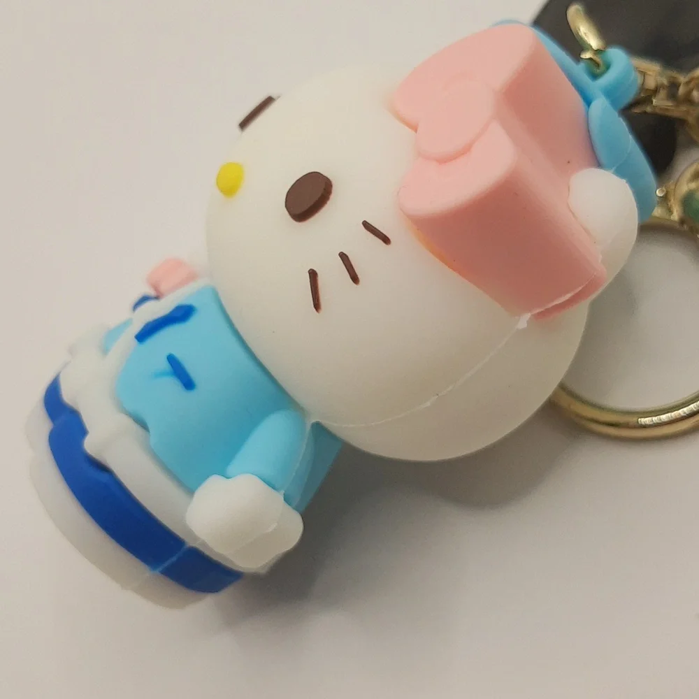 Kawaii Hello Kitty 3D Keychain Bag Charm PendantKeyring Lanyard Car Jewelry 3Pcs